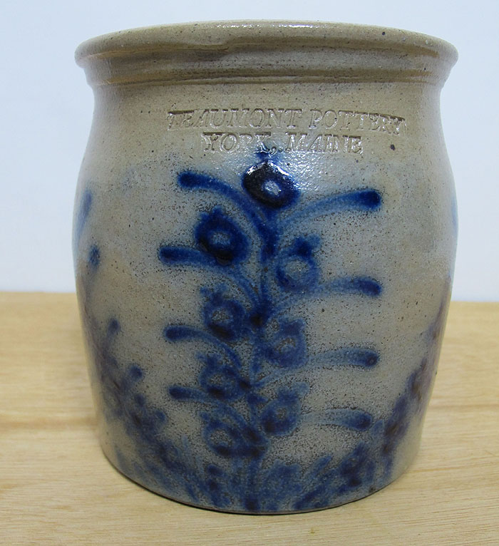 Beaumont Pottery York Maine Cobalt Decorated Salt Glazed Stoneware