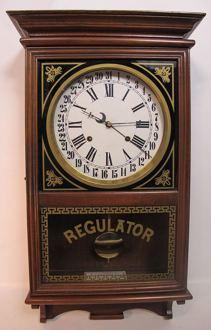 c 1980's aft Ingraham Regulator Calendar Wall Clock HC Clockmakers New